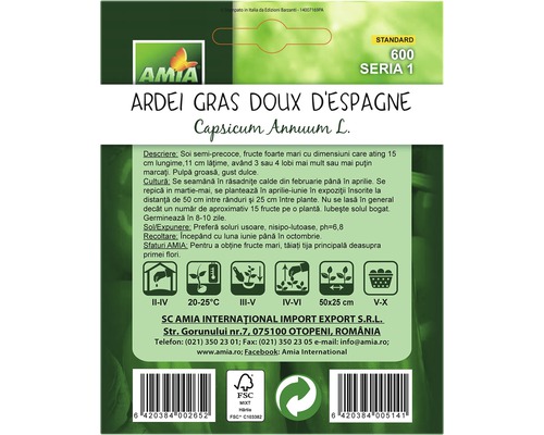 Pachet de semințe de ardei gras