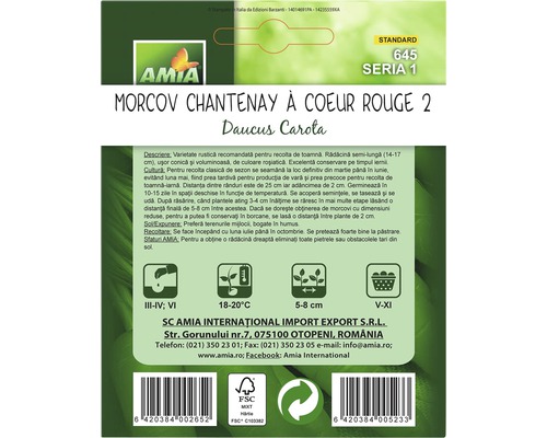 Morcov Chantenay à Coeur Rouge 2, pachet de semințe