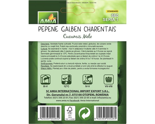 Pachet de semințe Pepene galben Charentais Cucumis melo