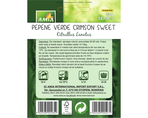 Pliculeț cu semințe de pepene verde Crimson Sweet