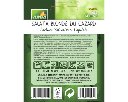 Semințe de salată Blonde du Cazard ambalaj