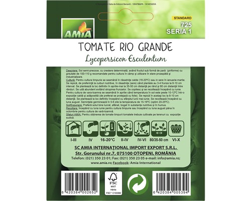 Plic semințe Tomate Rio Grande Lycopersicon Esculentum
