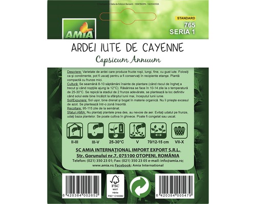 Pachet de semințe Ardei iute Cayenne