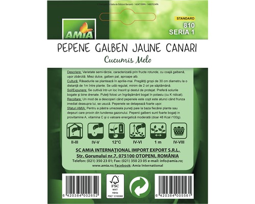 Pachet de semințe pentru pepene galben canar Cucumis Melo