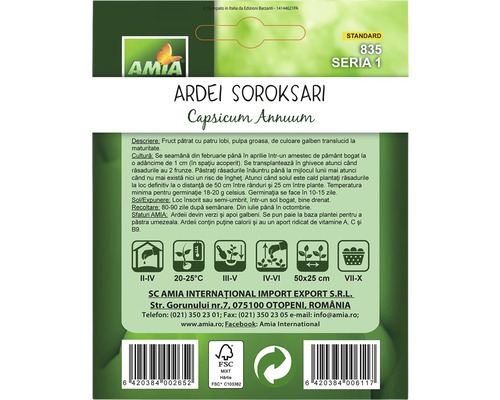Semințe de ardei Soroksari, Capsicum Annuum