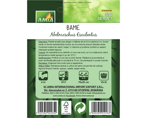 Pachet semințe de okra