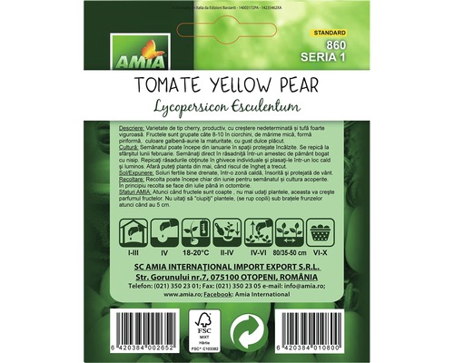 Pachet de semințe Tomate Yellow Pear