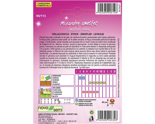 Pachet cu semințe de flori Mixandre de Levkoje