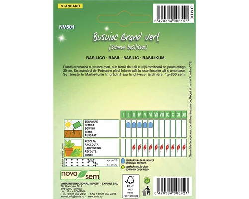 Pachet semințe busuioc Grand Vert
