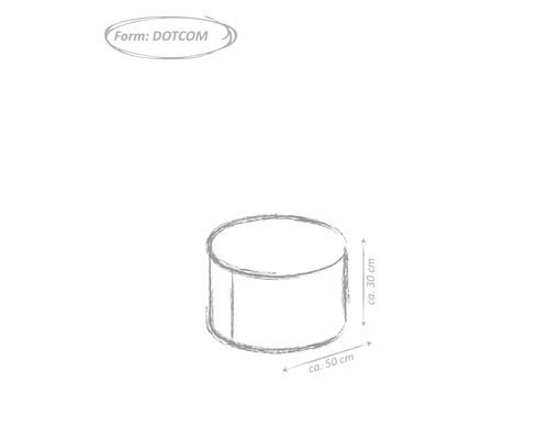 Schiță a unui taburet rotund cu dimensiunile de aproximativ 50 pe 30 de centimetri