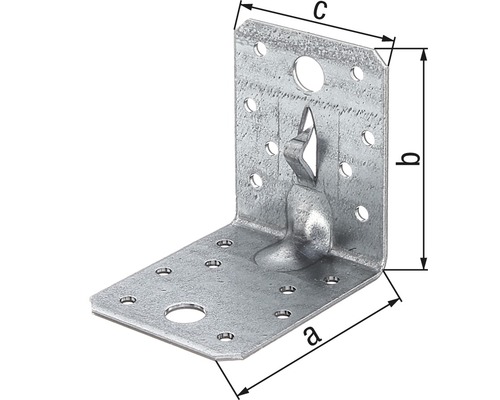 Conector unghiular cu dimensiunile a, b și c