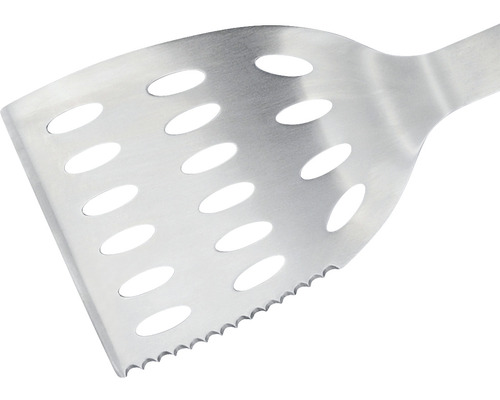 Spatulă de grătar din oțel inoxidabil cu fante și margine zimțată