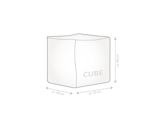 Schiță a unui cub cu laturile de aproximativ 40 centimetri