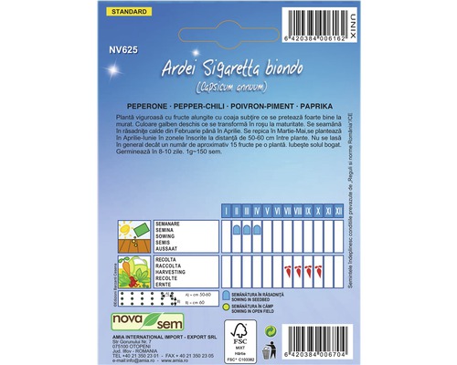 Pachet semințe ardei Sigaretta Biondo