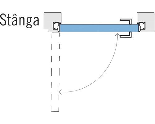 Ilustrație a unei uși glisante cu sistem Stanga