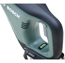 Prim-plan al unui aspirator Bosch cu indicator de baterie