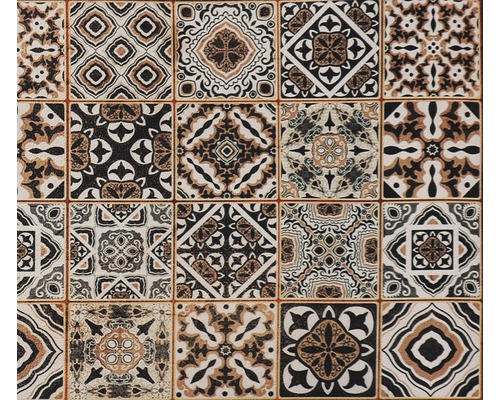 Model de faianță cu diverse modele geometrice și florale