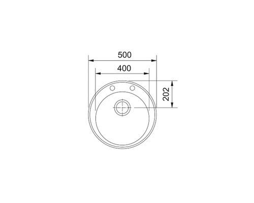 Desen tehnic al unei chiuvete rotunde cu dimensiuni