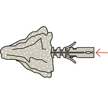 Ilustrație a unui diblu fixat într-un perete