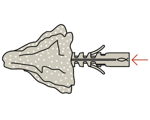 Ilustrație a unui diblu fixat într-un perete