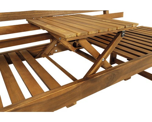 Șezlong din lemn cu masă pliabilă