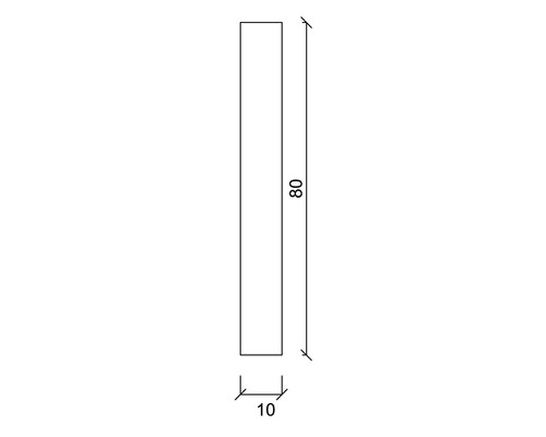 Desen tehnic al unui element de construcție cu dimensiunile 10 pe 80