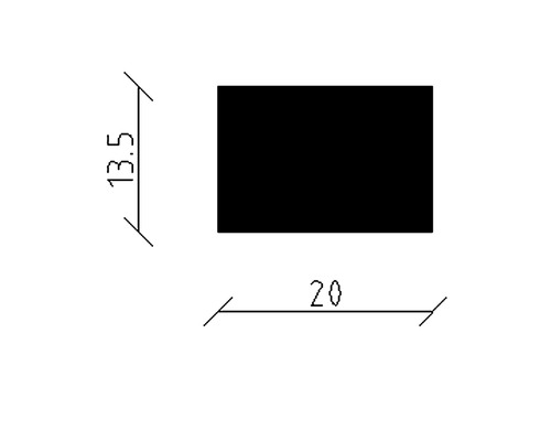 Desen tehnic cu dimensiuni: 13,5 și 20