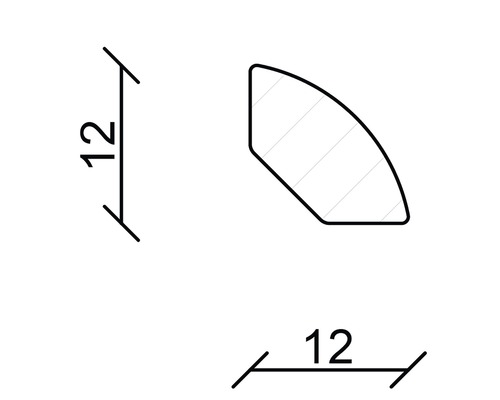 Șipcă de finisare sfert de cerc cu dimensiunile 12 x 12 mm