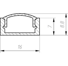 Desen tehnic al unui profil cu dimensiunile de 16, 7 și 8,8 milimetri