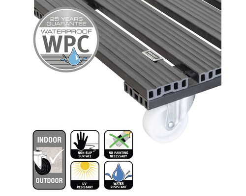 Placă cu rotile din WPC cu garanție de 25 de ani, impermeabilă, potrivită pentru interior și exterior, suprafață antiderapantă, nu necesită vopsire, rezistentă la UV, rezistentă la apă.