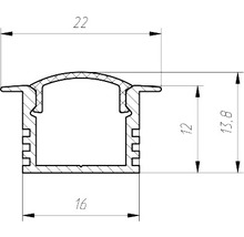 Desen tehnic al unui profil LED cu dimensiuni