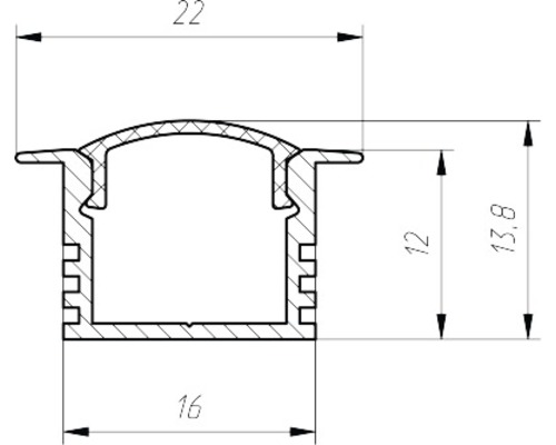 Desen tehnic al unui profil LED cu dimensiuni