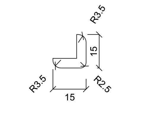 Desen tehnic al unui profil unghiular cu dimensiuni
