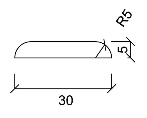 Desen tehnic al unui profil cu dimensiunile 30, 5 și raza R5