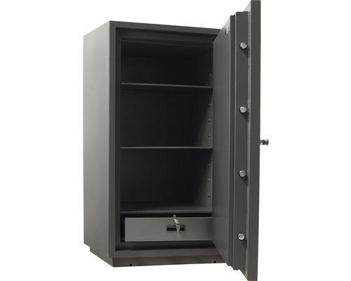 Seif deschis cu rafturi și sertar blocabil