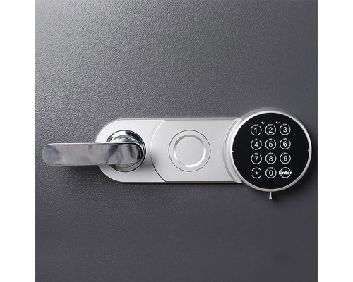 Imagine detaliată cu o încuietoare de seif cu cod digital și mâner