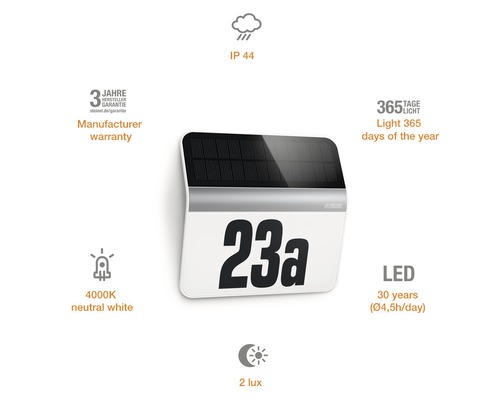 Lumină număr casă cu panou solar și iluminare LED