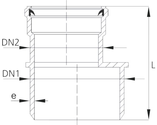 Desen tehnic al unei fitinguri de conductă cu dimensiuni