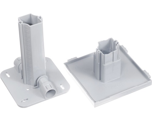 Două țevi de curățare a burlanelor, gri, din plastic