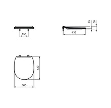 Capac WC cu închidere lentă plat Ideal STANDARD Connect duroplast alb 43x36,5 cm-thumb-2