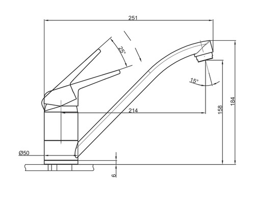 Desen tehnic al unui robinet cu dimensiuni
