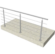Balustradă cu cabluri din oțel inoxidabil și stâlpi pe fundație de beton