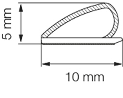 Desen tehnic al unui profil de etanșare cu dimensiunile de 5 mm înălțime și 10 mm lățime