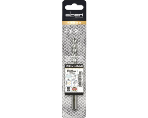 Burghiu Alpen HSS Forte Cobalt, diametru 8.0 mm