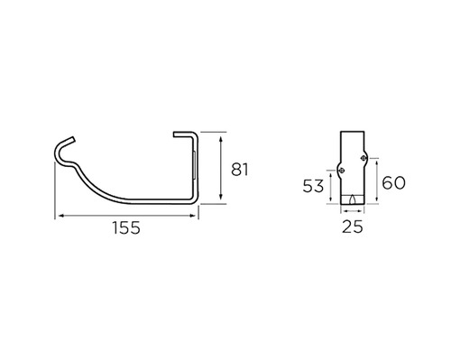 Desen tehnic al unui suport de jgheab cu dimensiuni