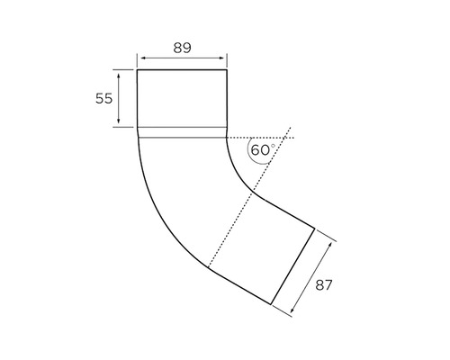 Desen tehnic al unei curbe de țeavă cu dimensiuni