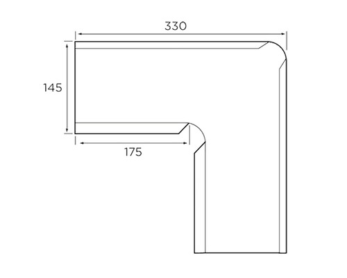 Desen tehnic al unui profil de colț cu dimensiuni