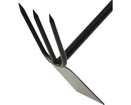 Unealtă de grădină cu patru dinți și o lamă pentru cultivarea solului