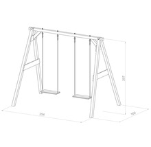 Imagine a unui leagăn din lemn cu dimensiuni