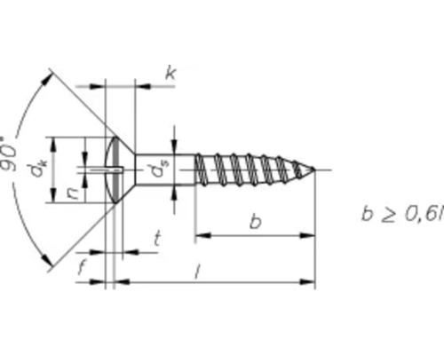 Desen tehnic al unui șurub cu dimensiuni